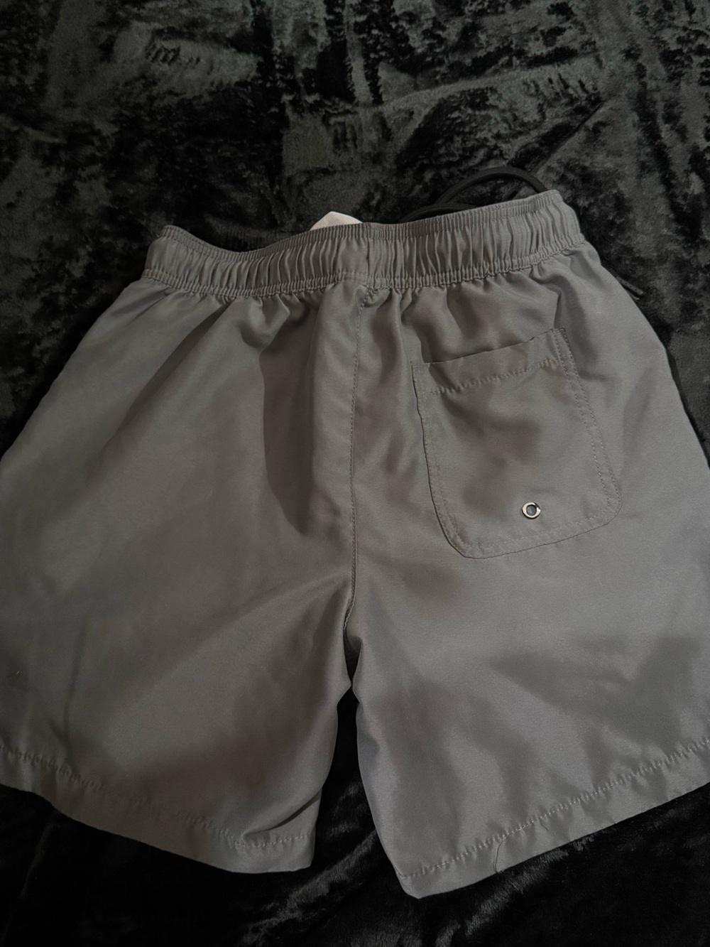 Amazon Essentials Boys Light Gray Swim Trunks with Drawstring